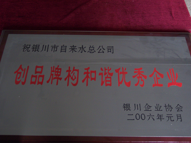 2006年银川企业协会创品牌构和谐优秀企业
